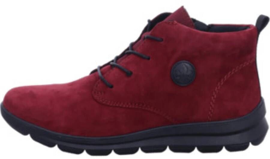 Rieker gevoerde nubuck veterboots bordeauxrood