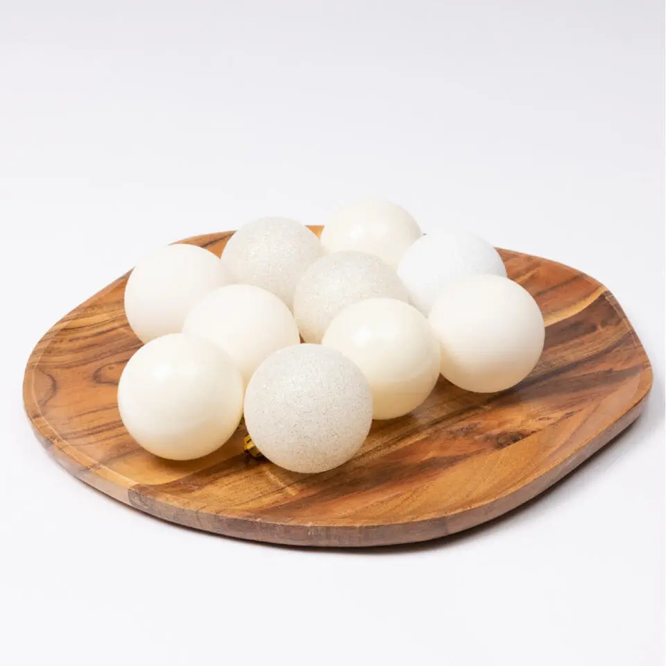 Decoris kerstballen - 30x -wol wit 4, 5 en 6 cm -kunststof