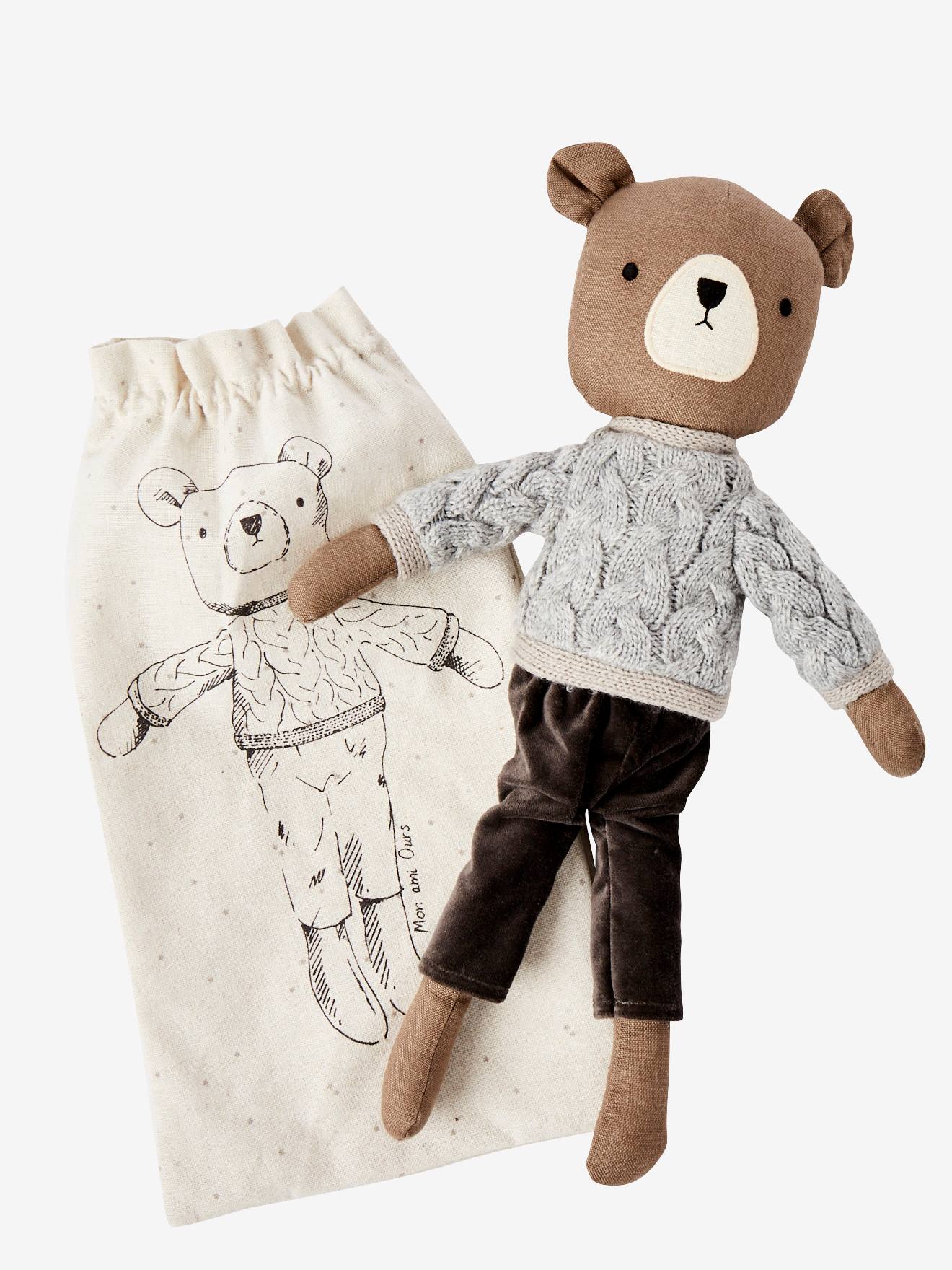 Urso de pelúcia com vestido marrom