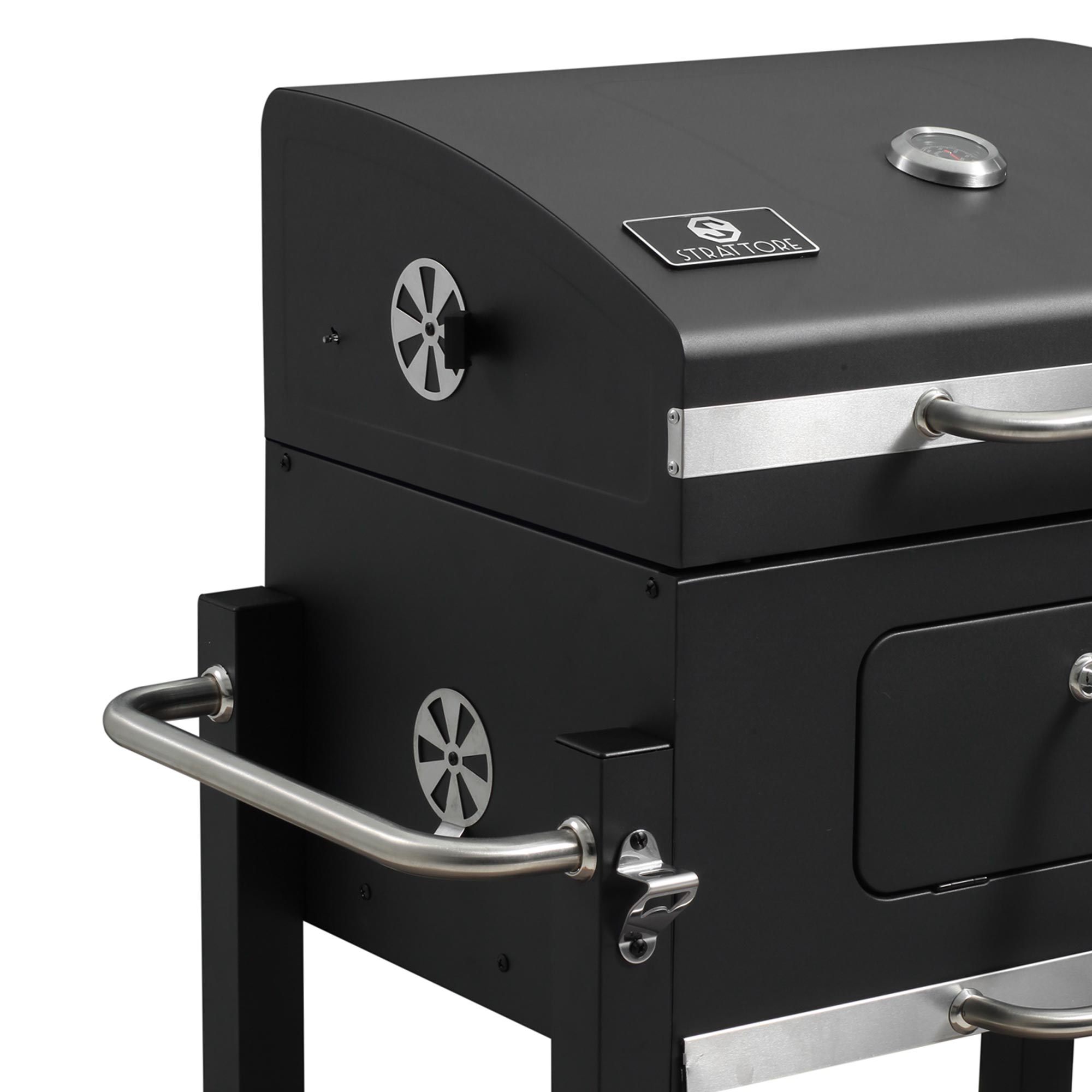 Strattore Holzkohlegrill / quadratischer BBQ XL Grillwagen aus Eisen