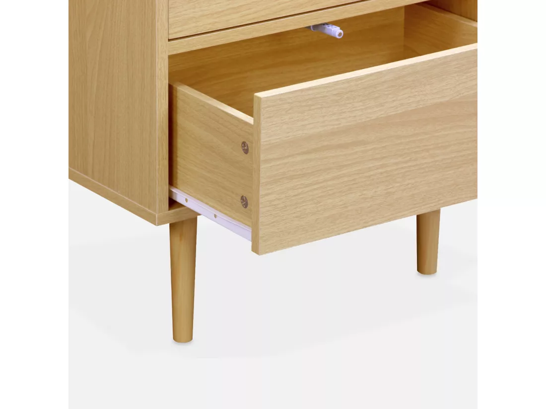 Lot de 2 tables de chevet décor bois naturel - Mika - 2 tiroirs - L 48 x l 40 x H 59cm