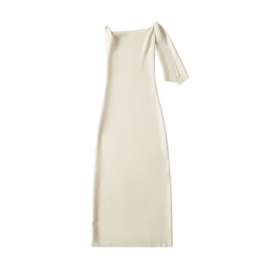 Asiris - Mouwloze asymmetrische effen maxi-A-lijnjurk