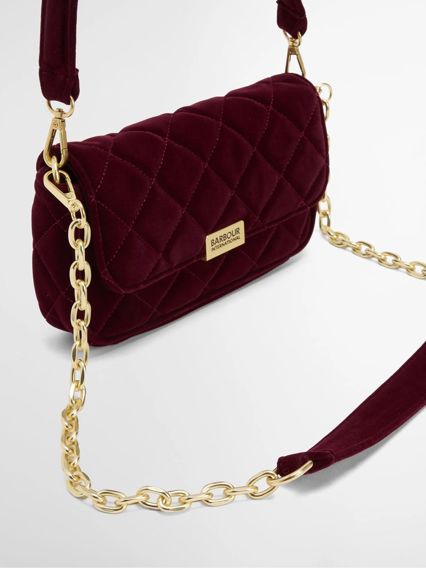 Rood - Barbour® International Quilted Velvet Mini Soho Crossbody Bag