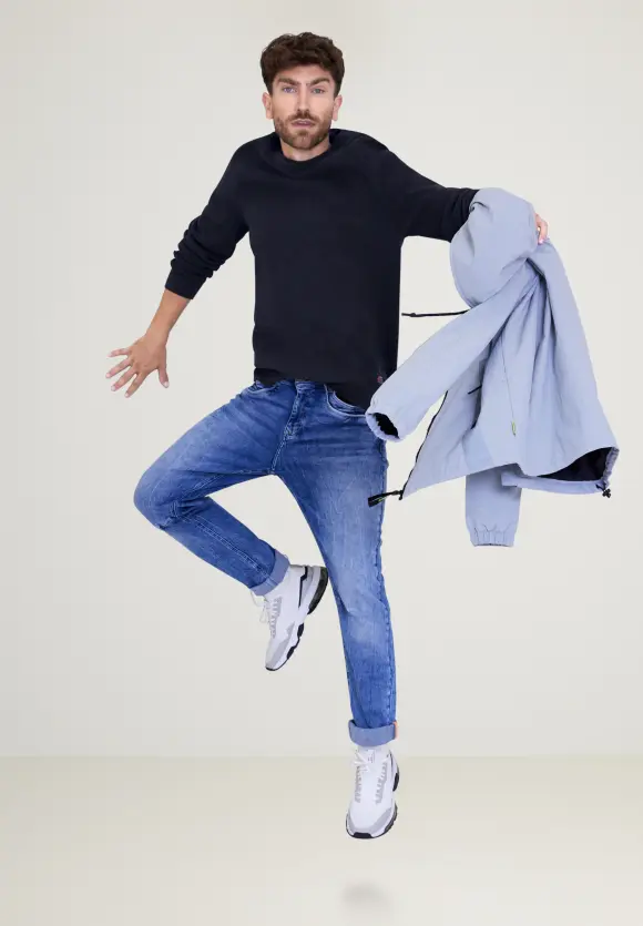 Strickpullover in Unifarbe - deep navy blue