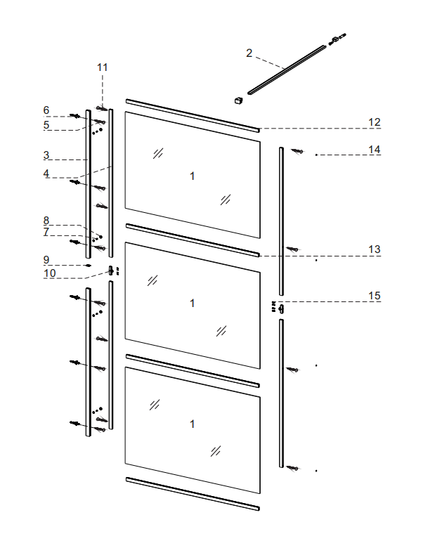 Badstuber Femm douchewand met privacyband 100x195cm chroom