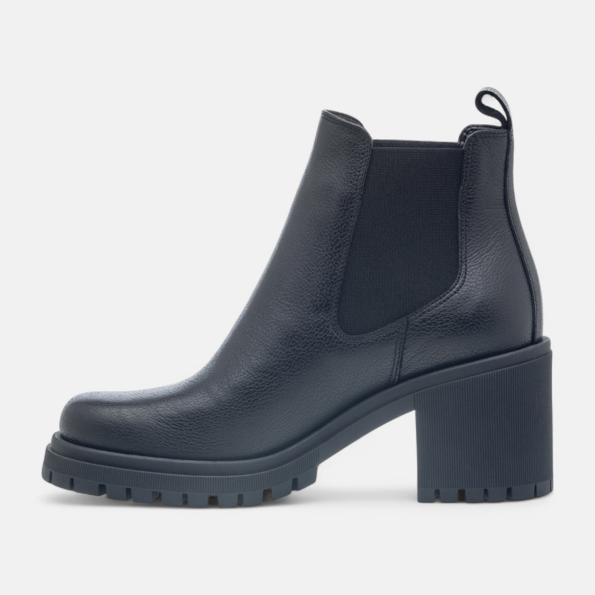 Boots chelsea à talon Femme en cuir noir