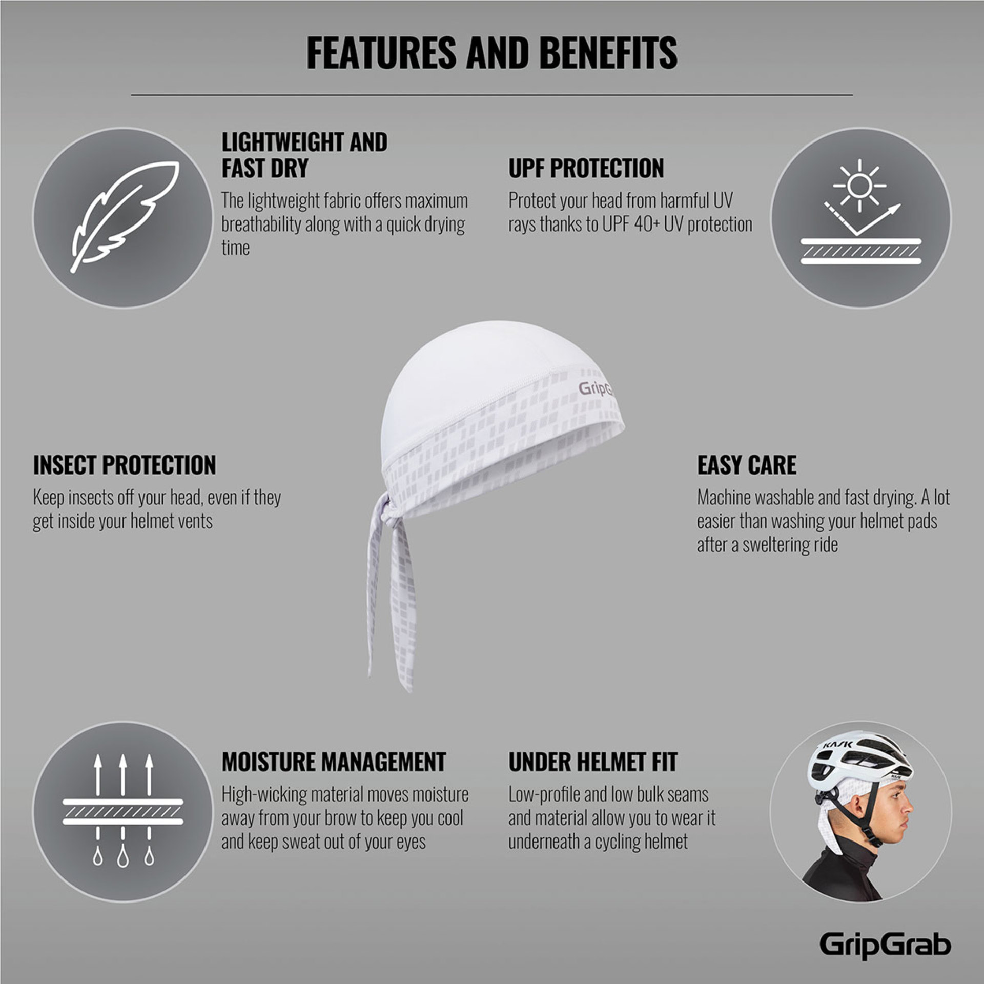 GripGrab Bandana Wit/Wit