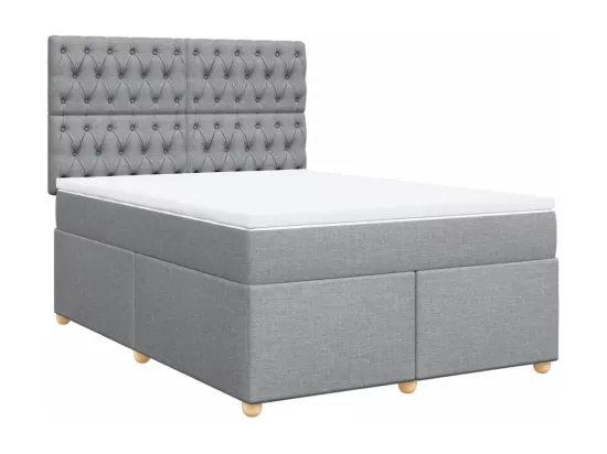 Sommier à lattes de lit avec matelas Gris clair 140x190cm Tissu