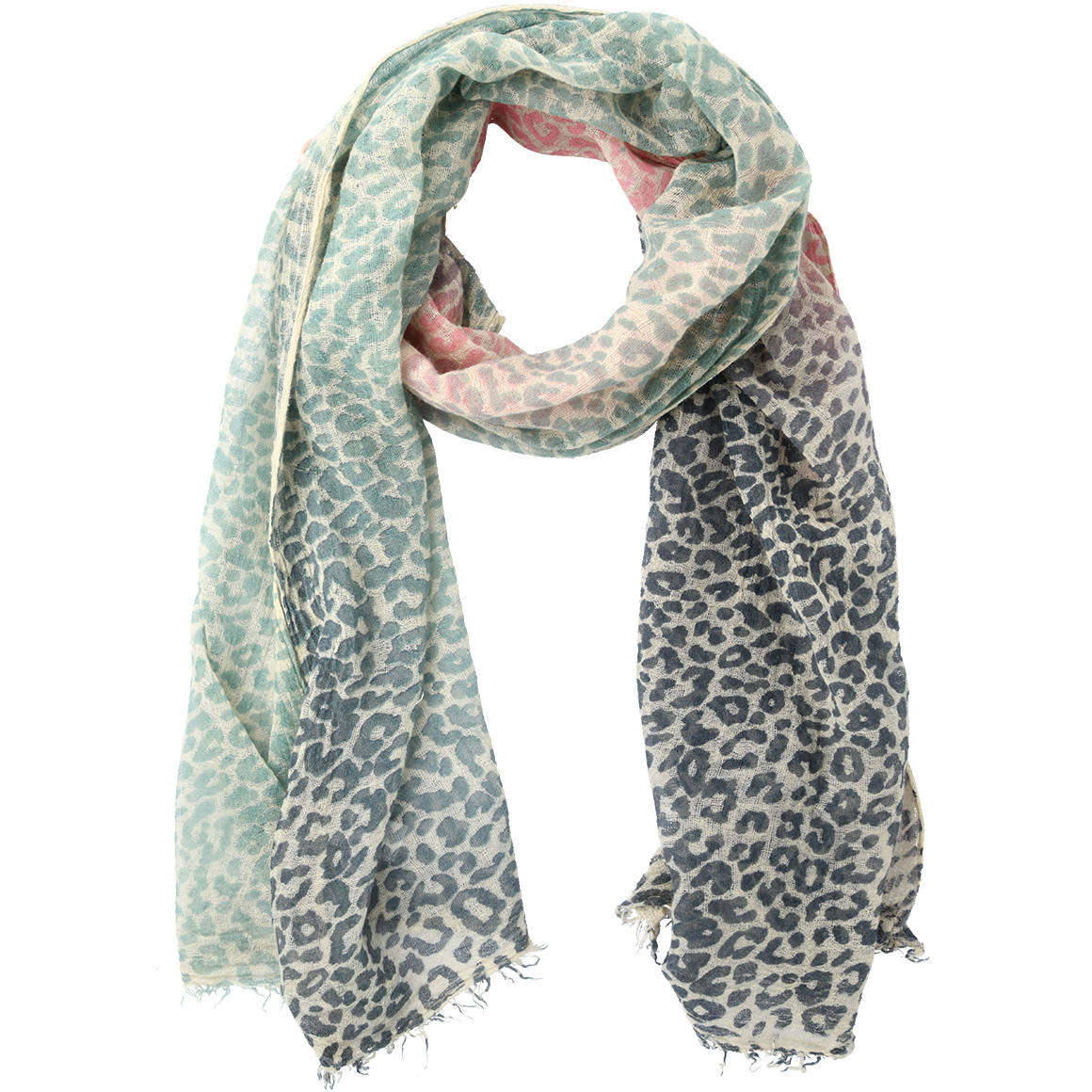 Gina Damen Tuch mit Leo-Muster beige
