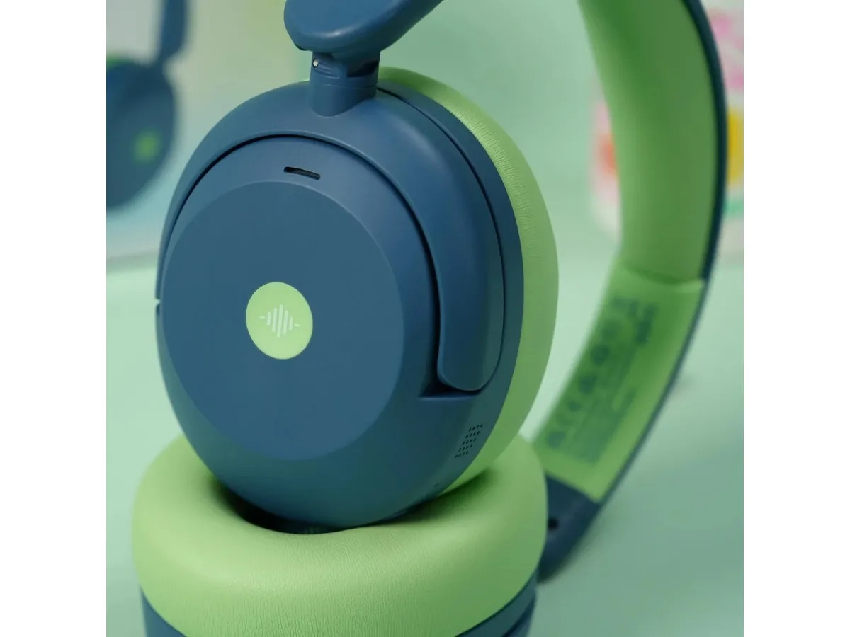 BTH20 Headphone Kids BT LED Bluetooth Kopfhörer Over-Ear 74/85dB Lautstärkeeinstellungen mit Noise Cancelling (C02-2102N-01) - Blau / Grün