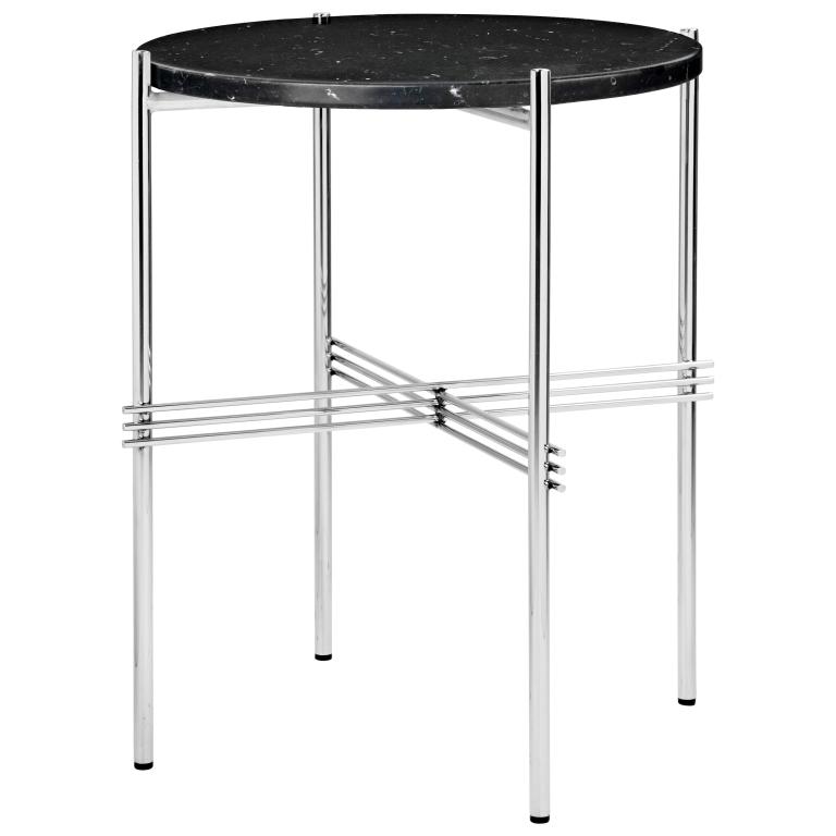 Gubi TS bijzettafel 40 polished steel black marquina marble