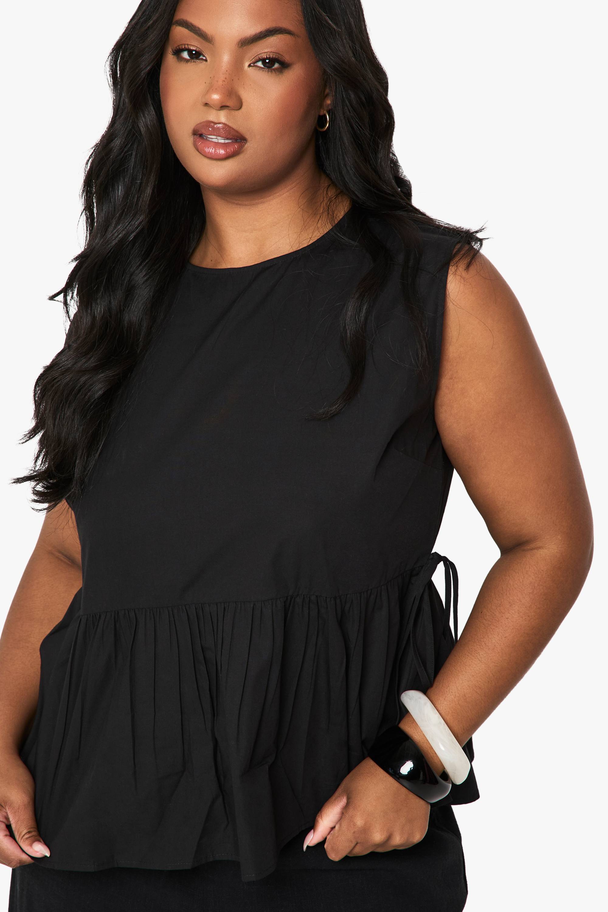 boohoo Haut à smock avec lacet latéral Plus