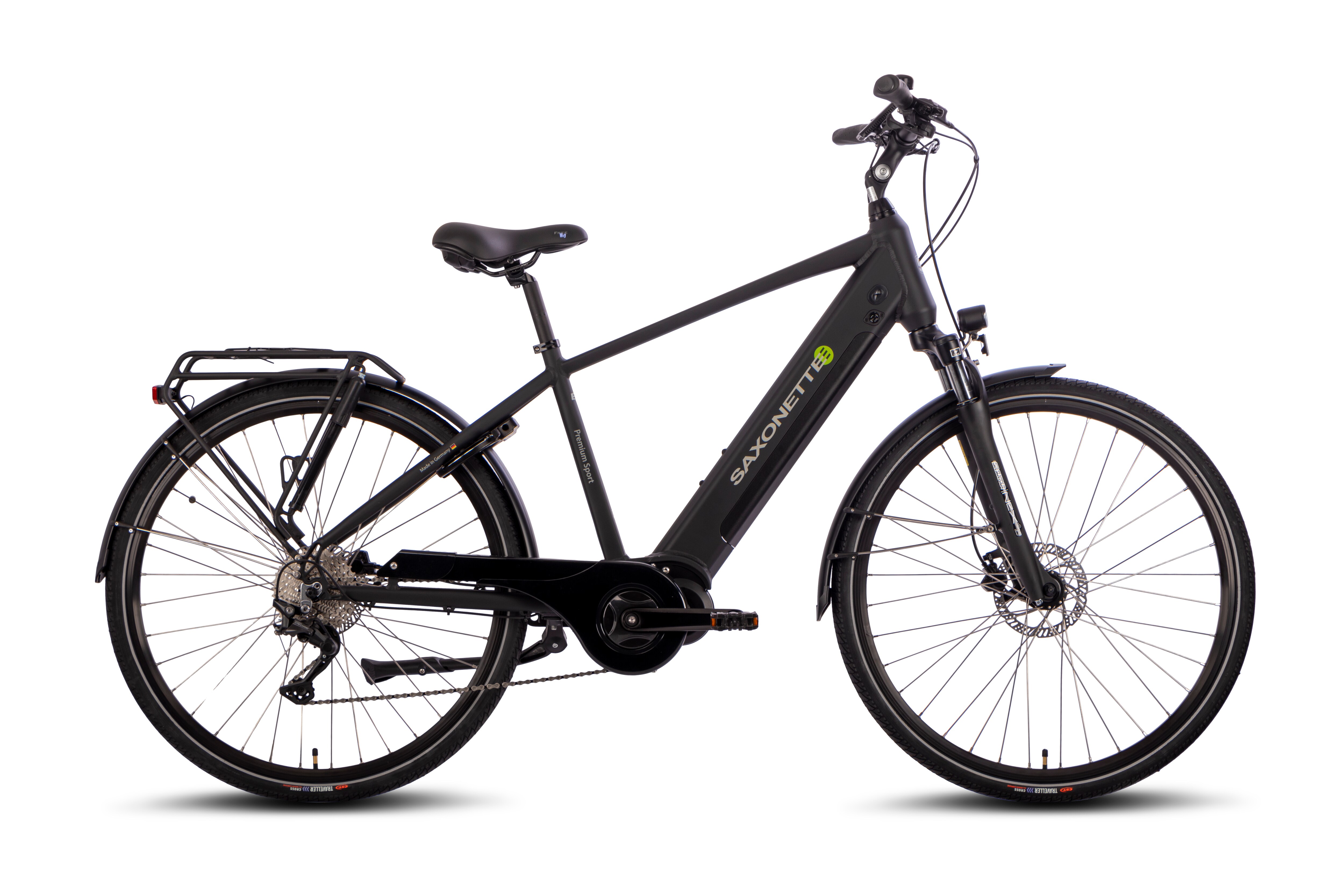 SAXONETTE Premium SportE-Trekkingbike 10 Gang Scheibenbremse, Federgabel, Mitt...