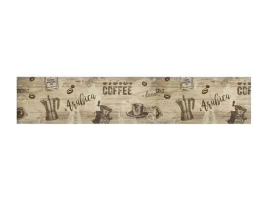 Tapis de cuisine lavable imprimé café marron 60x300 cm velours
