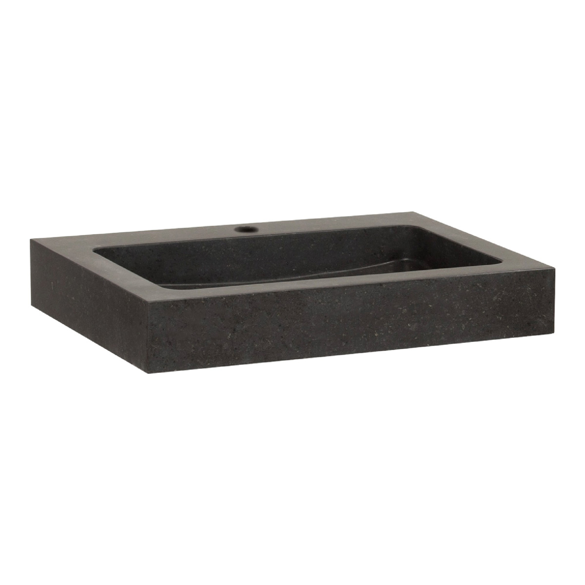 Brauer Lava wastafel natuursteen 60cm met kraangat antraciet