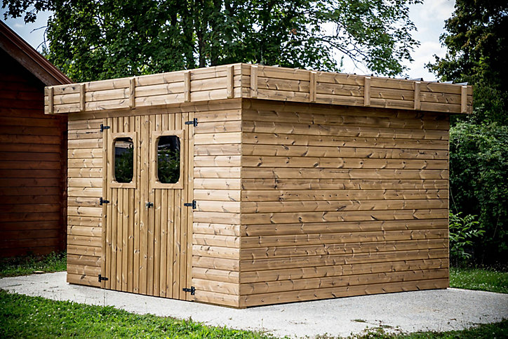 Abri de jardin Habrita Thalasso en bois coloris naturel ép.28 mm surface extérieure 11,22 m²
