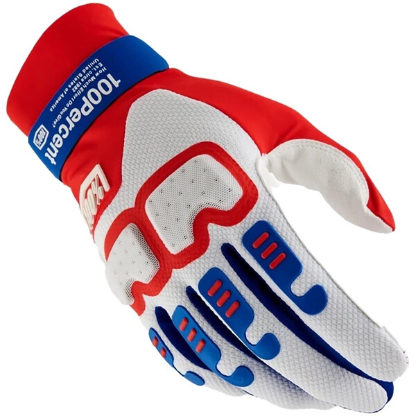 100% - Gants Langdale Blanc / Rouge / Bleu