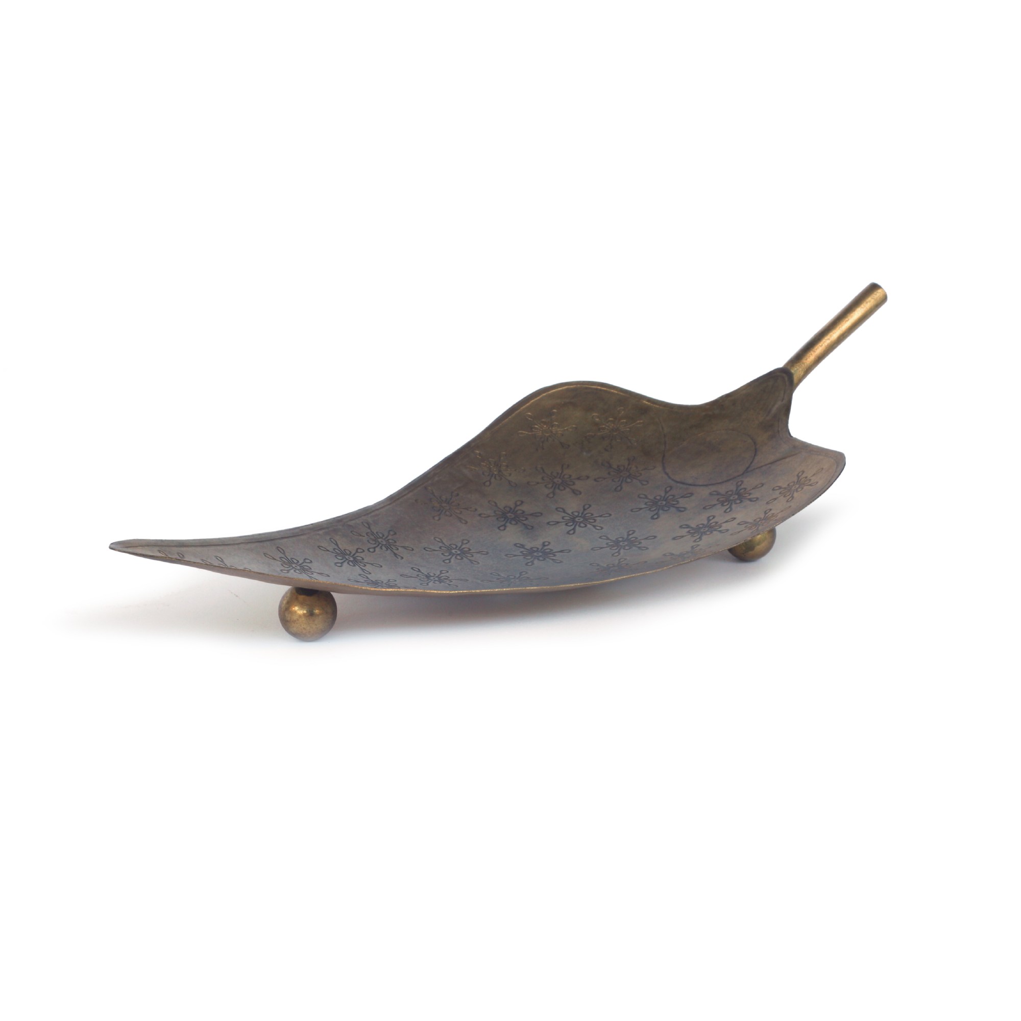 Ablage 'Blatt', Metall, antik-finish, L 31 cm, B 5,5 cm, H 5 cm von fischer's lagerhaus