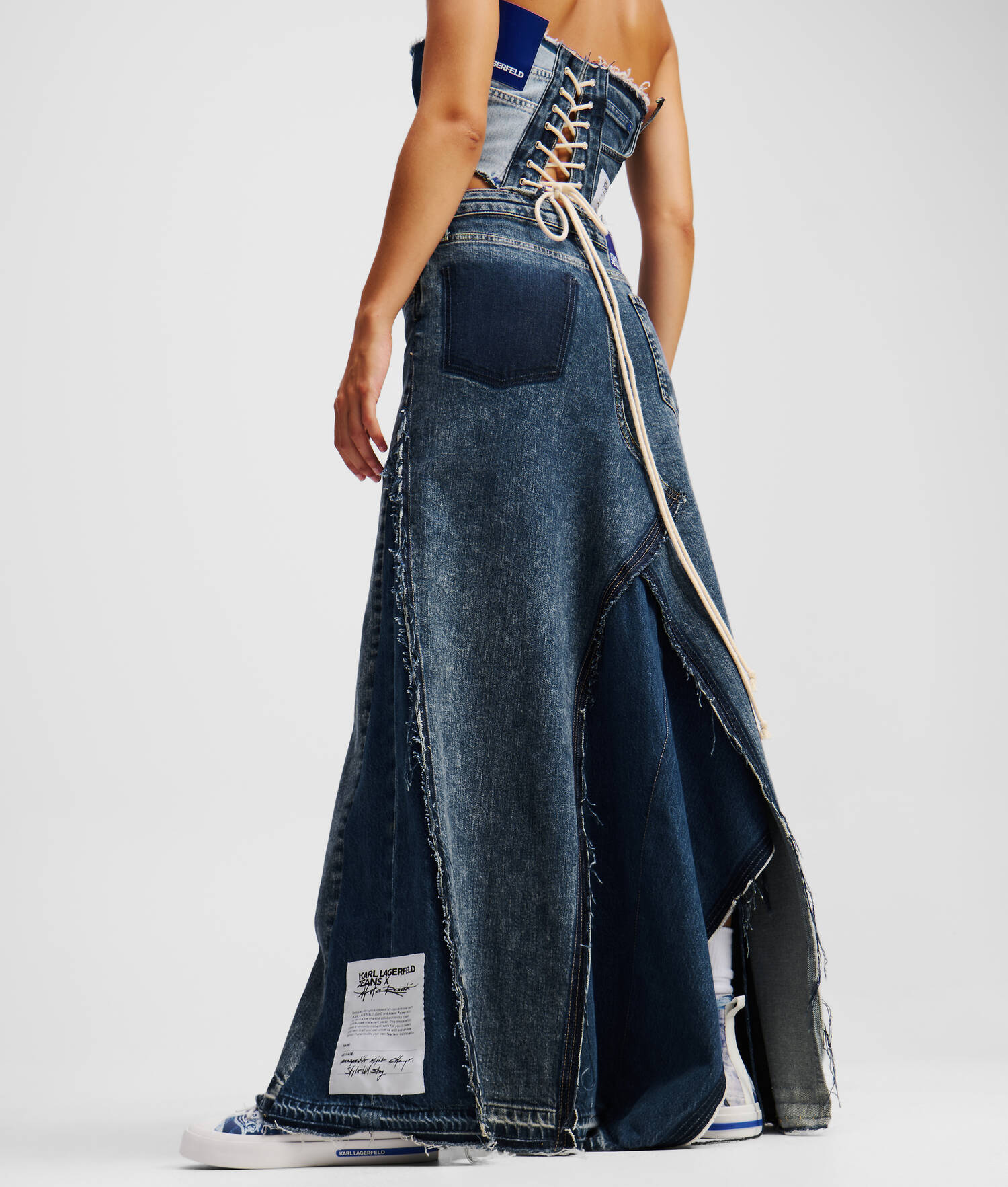 JUPE MAXI EN DENIM KLJ X ATELIER RESERVÉ - Bleu patchwork