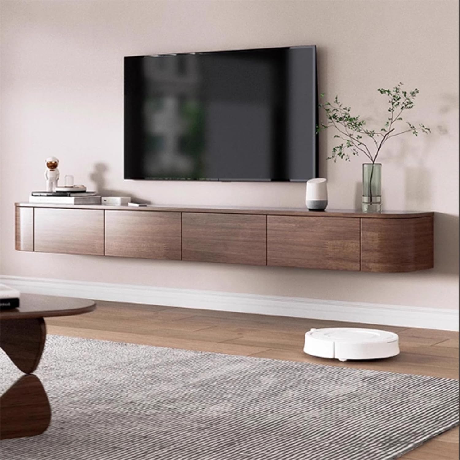 TV-Medienkonsole, schwimmender TV-Schrank, Wandmontage, TV-Schrank, mehrere große Aufbewahrungsmöglichkeiten, TV-Bank unter dem TV-Lowboard mit Schubladen (Braun B + LED, 160 * 20 * 30cm)