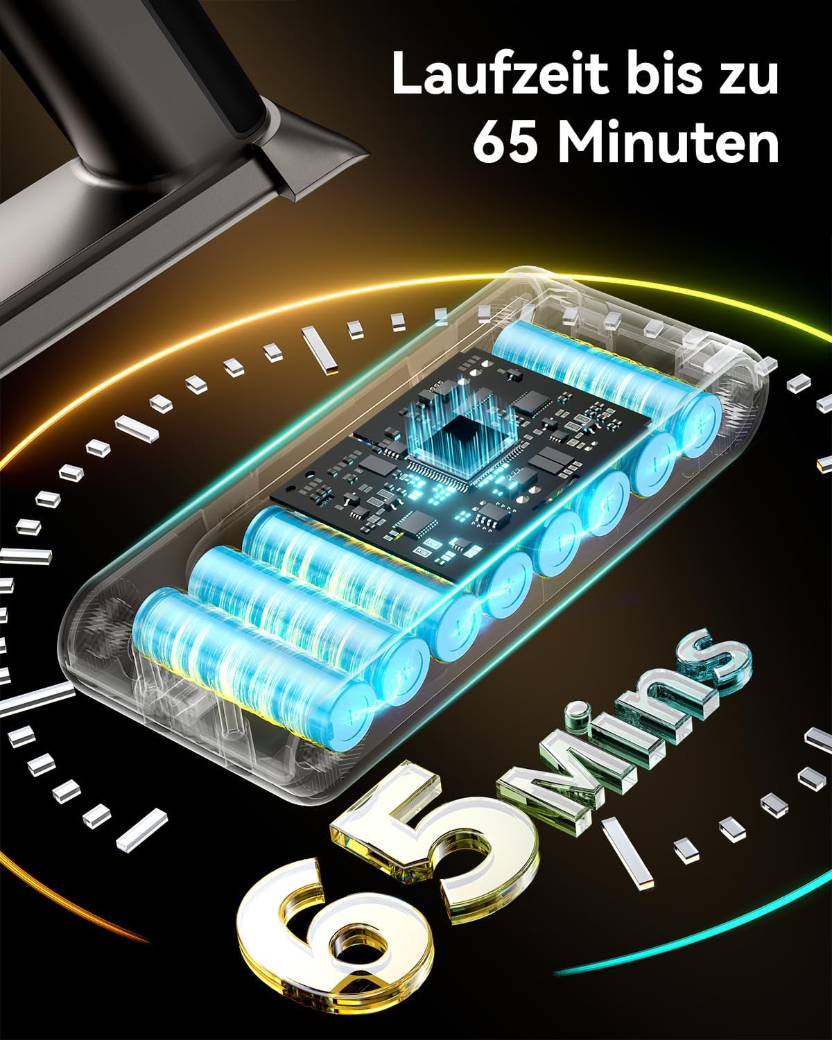 Akku Staubsauger 50000Pa/600W/65Min, Kabelloser Stabstaubsauger mit 2L Staubbehälter, Selbststehend, LED-Display, 8-Schicht-Filtration, Flexible Fugendüse, Leicht für Hartböden, Teppiche, Tierhaare