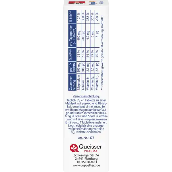 Großpackung Doppelherz aktiv Magnesium 400 +B1 +B6 +B12 +Folsäure