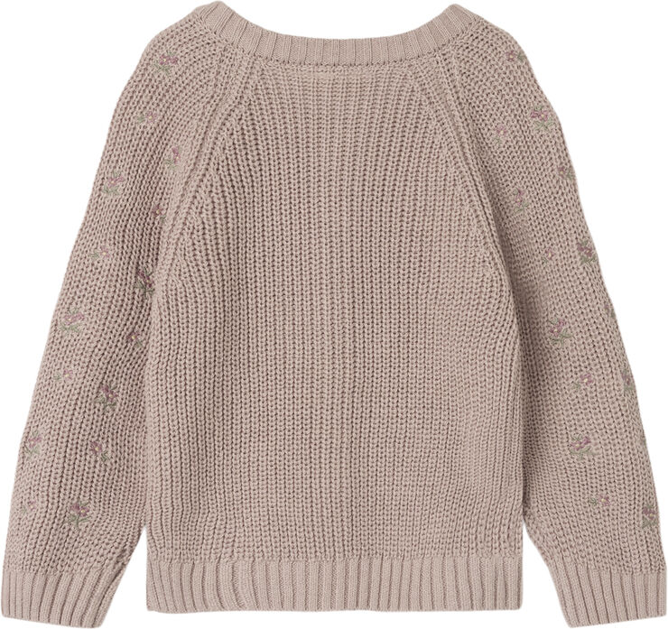 Lil' Atelier NMFEMLEN EMB AO LS KNIT CARD LIL Shadow gray
