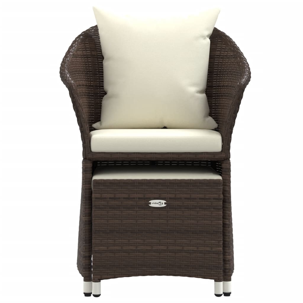 Salon de jardin meuble d'extérieur ensemble de mobilier 2 pièces avec coussins marron résine tressée