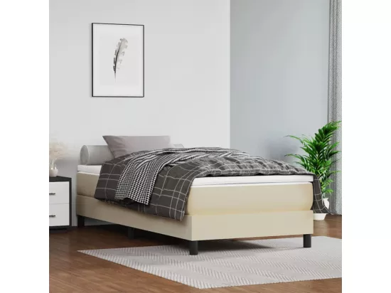 Sommier tapissier avec matelas Crème 90x200 cm Similicuir