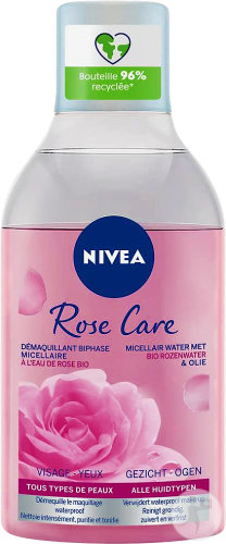Nivea Rose Care Démaquillant Biphase Micellaire À L'Eau De Rose Bio Visage Et Yeux Toutes Peaux 400m