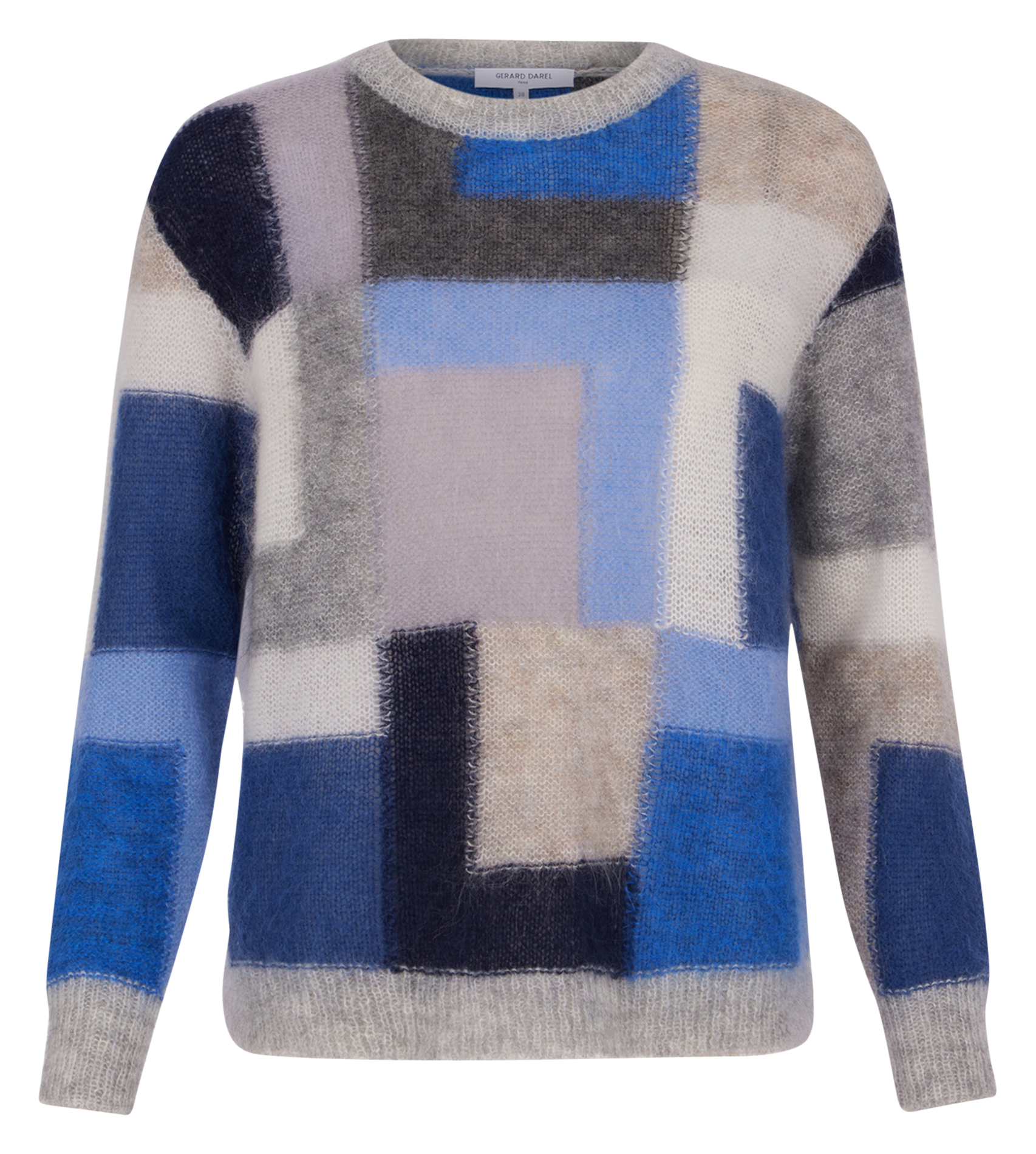 JANYCE - Pull col rond en laine mélangée | Bleu
