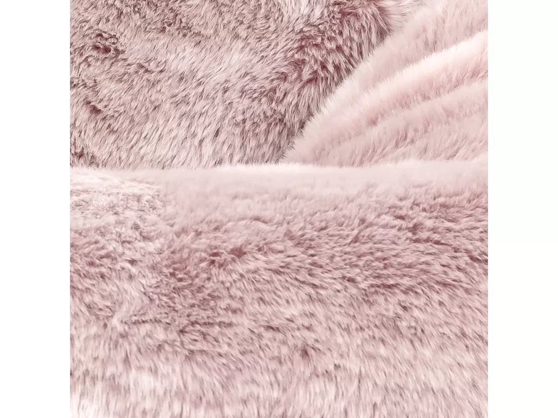 Pouf classique imitation fourrure rose poudré