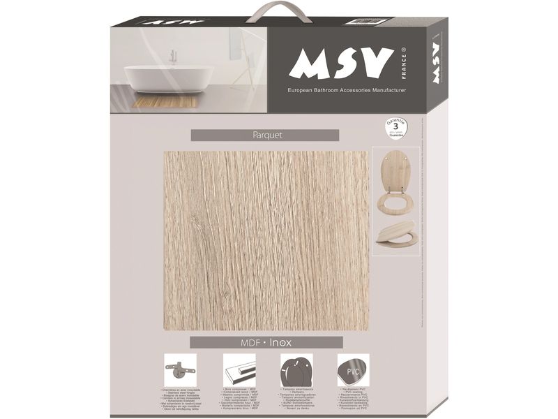 MSV Toilettensitz Beige WC-Sitz mit Edelstahlscharnieren