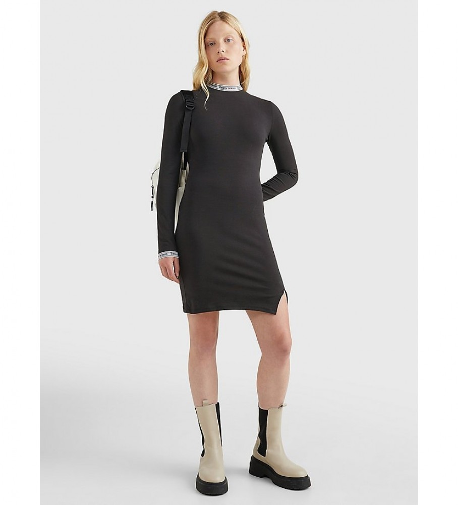 Vestido justo preto com logo da Tommy Jeans