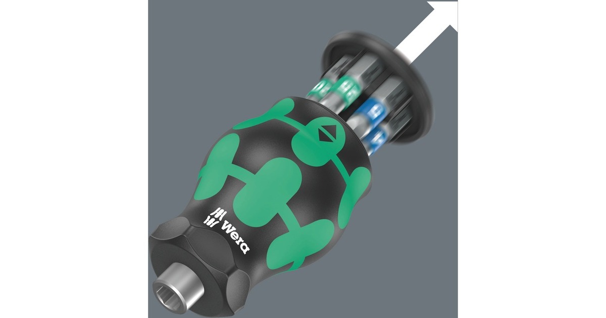 WeraKraftform Kompakt Stubby Magazin 3, 6‑delig bitset  (Zwart/groen)