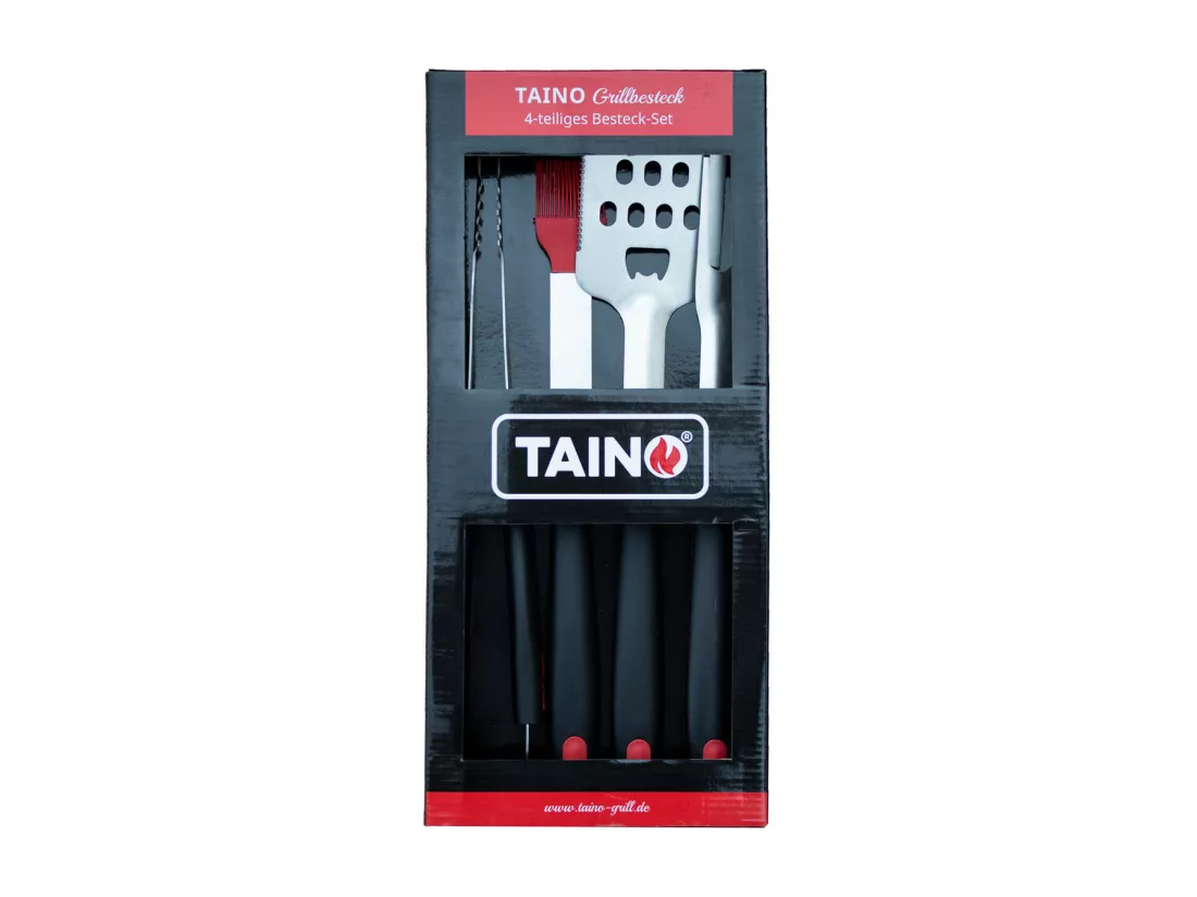 Mallette de Barbecue TAINO 4 pièces en acier inoxydable et silicone