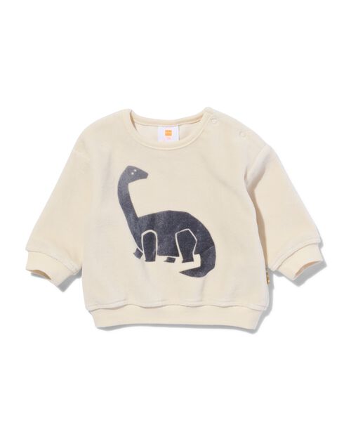 pull en tissu éponge dino pour bébé écru