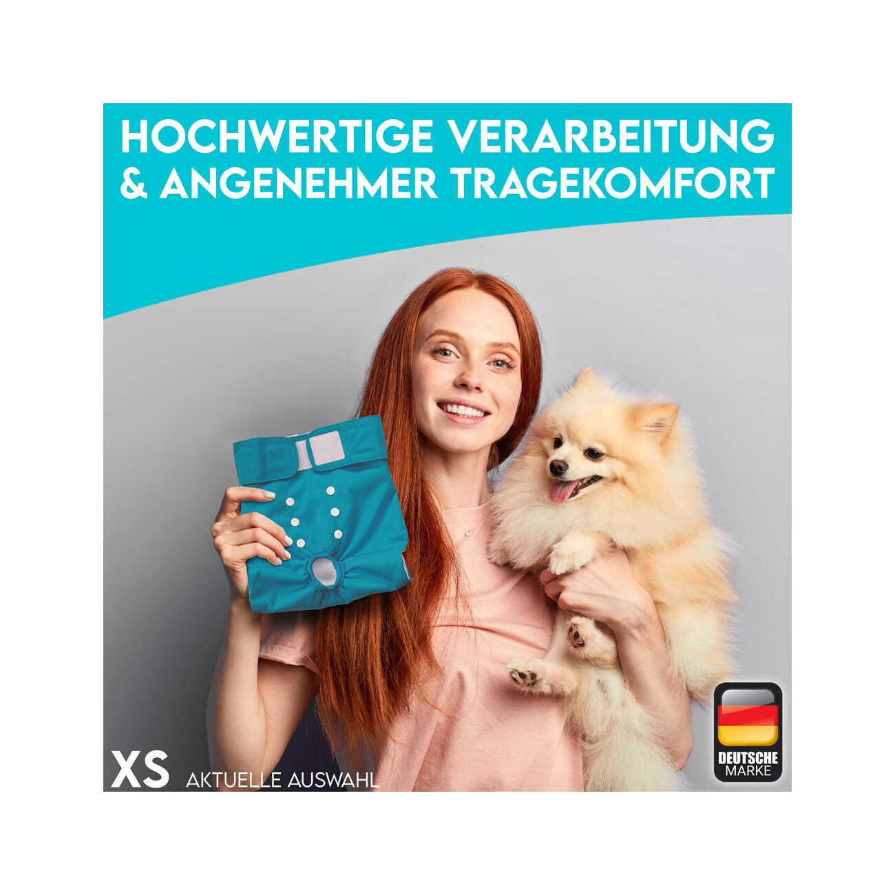 HUND IST KÖNIG Windeln für Hündinnen, saugstarke Windeln, 3-Fach justierbar für festen Sitz blau XS