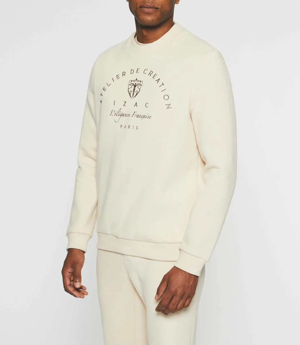 Sweat avec logo brodé écru SWBALI