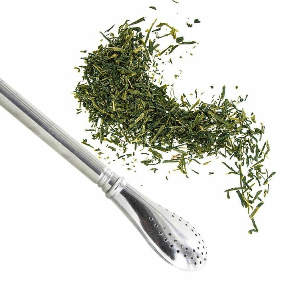 Thé vert bio sencha japonais + paille inox avec filtre