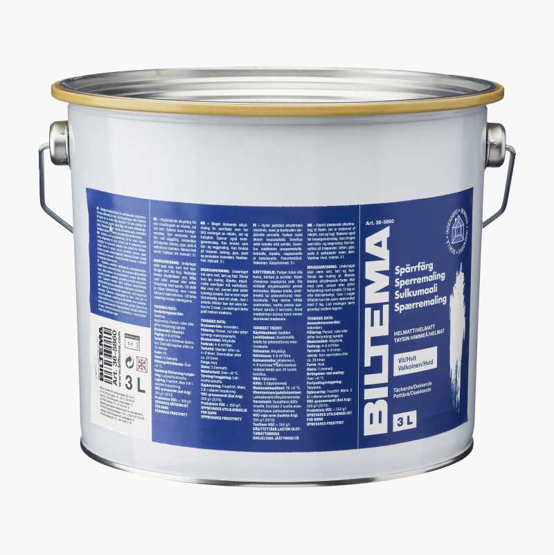 Sperremaling, hvit/helmatt, 3 liter