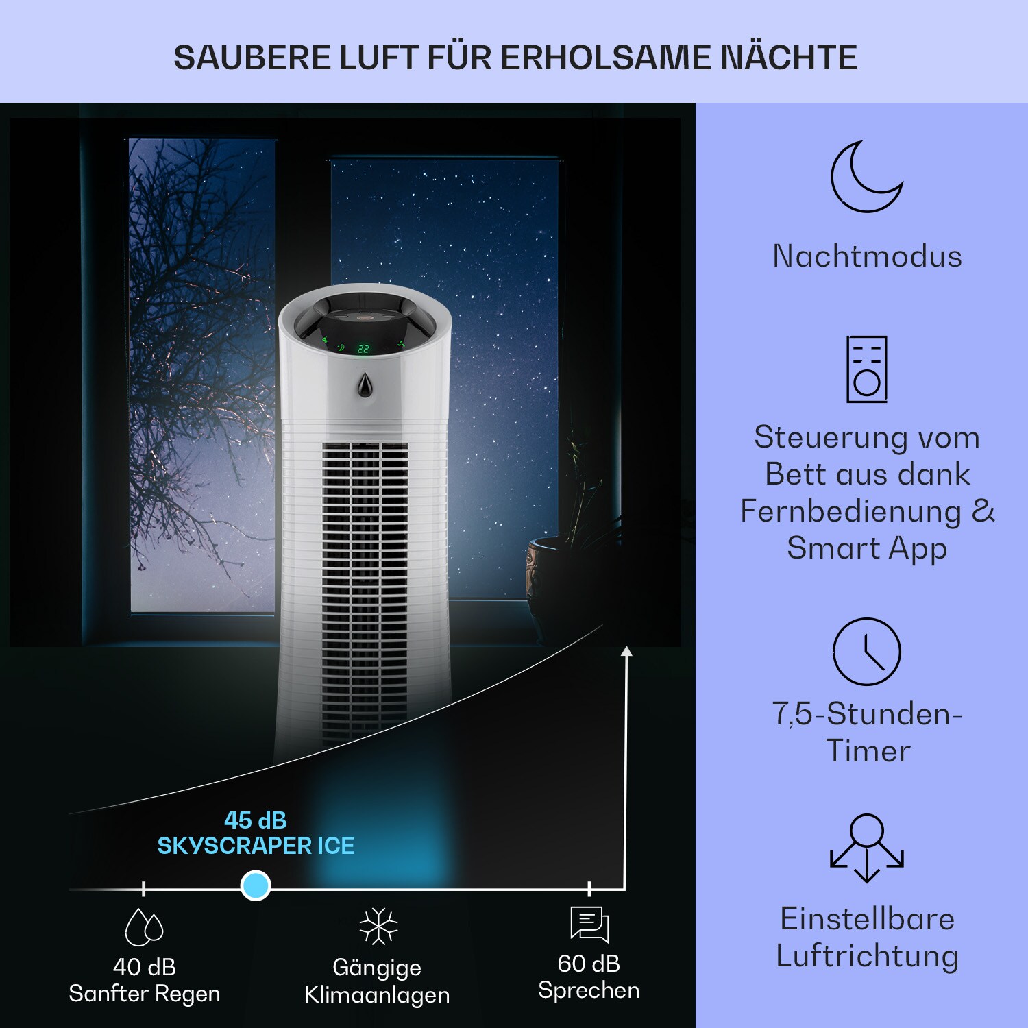 Skyscraper Ice Smart 4-in-1 Luftkühler & Ventilator WiFi 210m³/h Fernbedienung