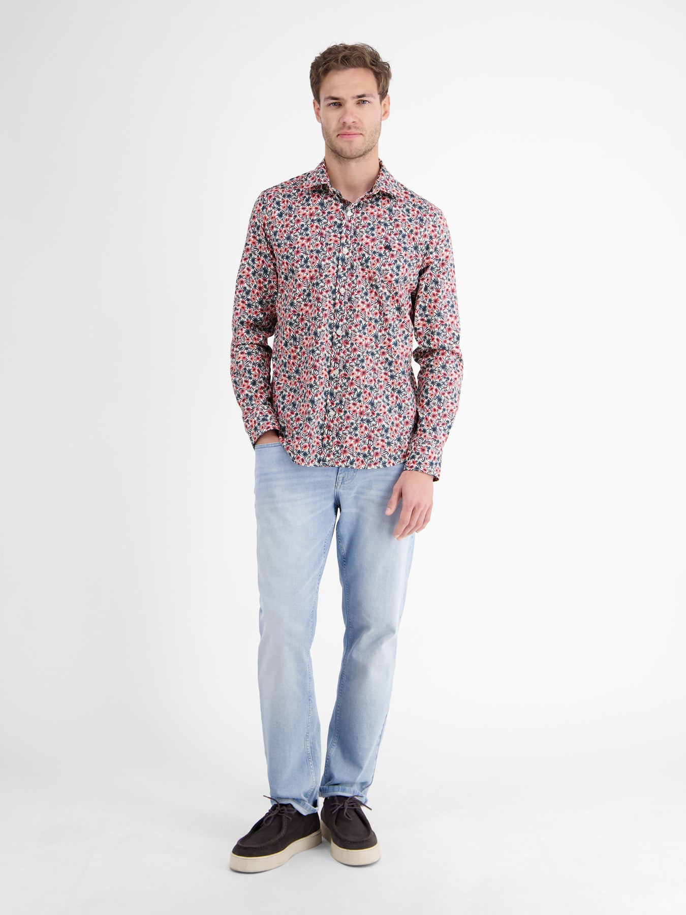 Langarmhemd für Herren, floral bedruckt