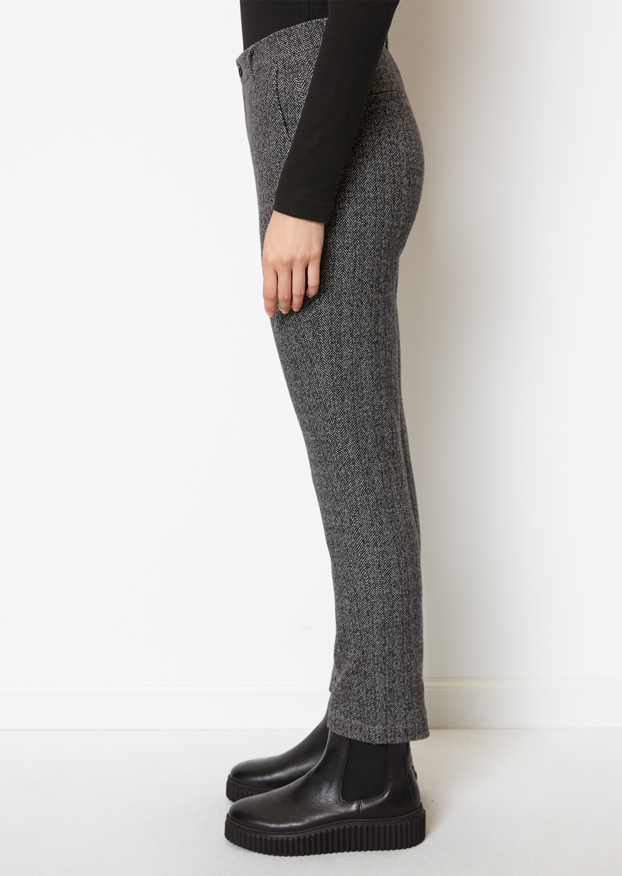 Jersey-Hose mit Fischgrätmuster aus Organic Cotton-Mix