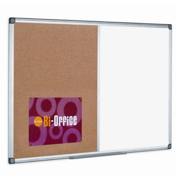 RAJA Tableau bivalent en acier laqué magnétique et en liège 90x120 cm - cadre en aluminium