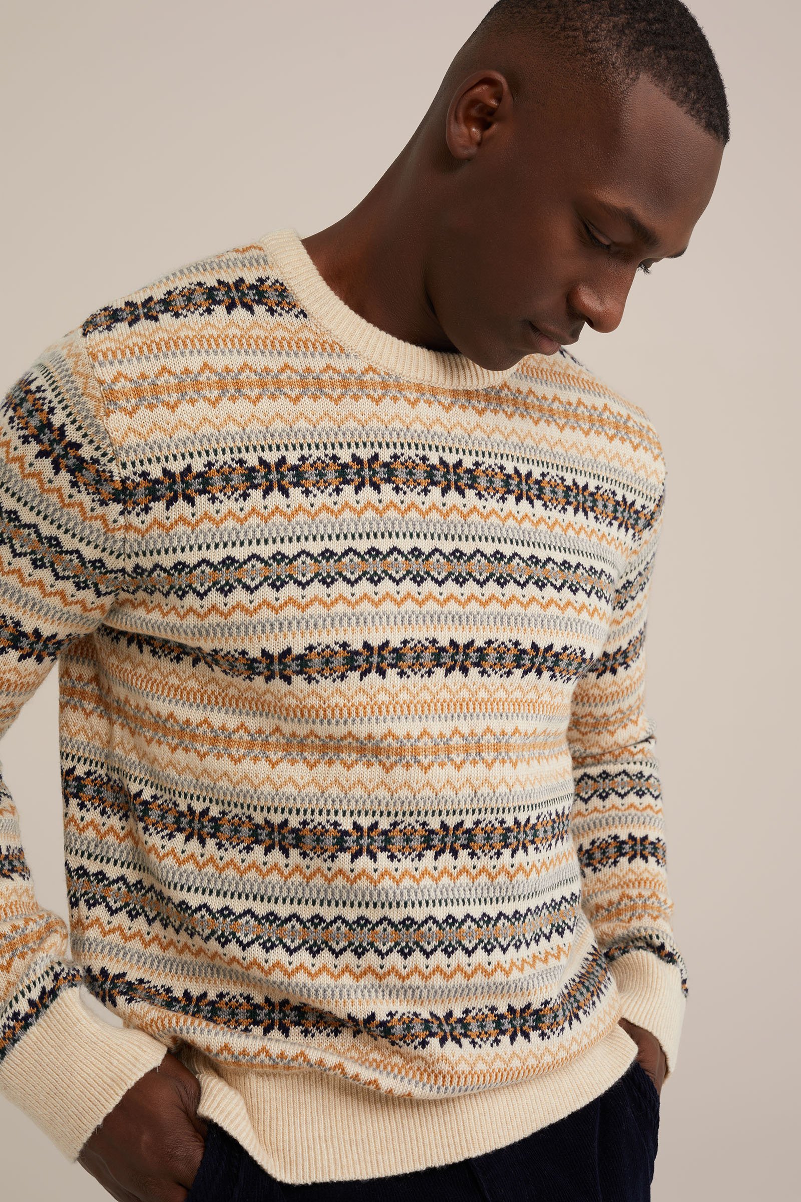 trui met dessin WE Fashion Beige
