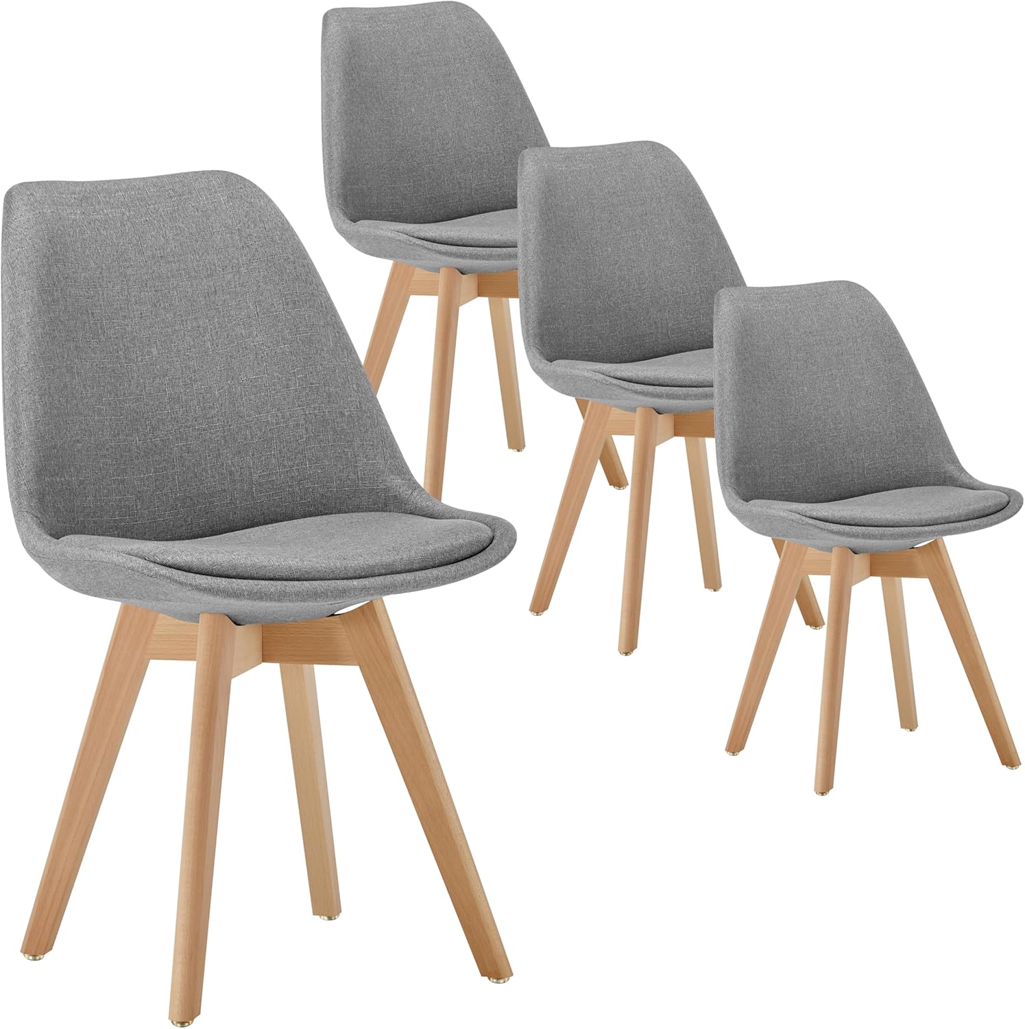 Esszimmerstühle Stoffbezug-Grau Esszimmerstuhl mit 28mm stärke Massivholzbeine Polsterstuhl Stühle Oslo+ 4er-Set 521205
