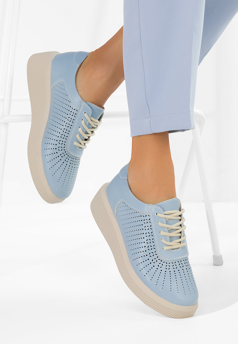 Baskets pour femme en cuir bleus Oleiana