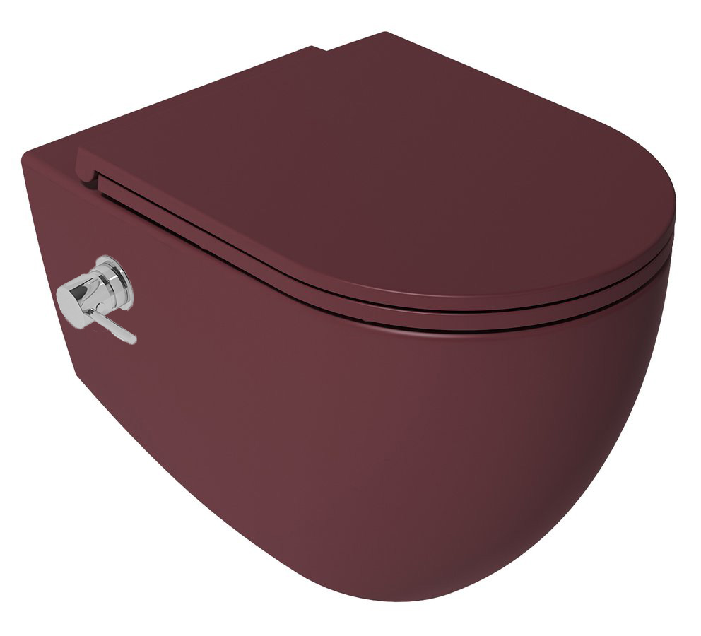 Isvea Infinity toilet met bidet warm/koud en softclose zitting rood