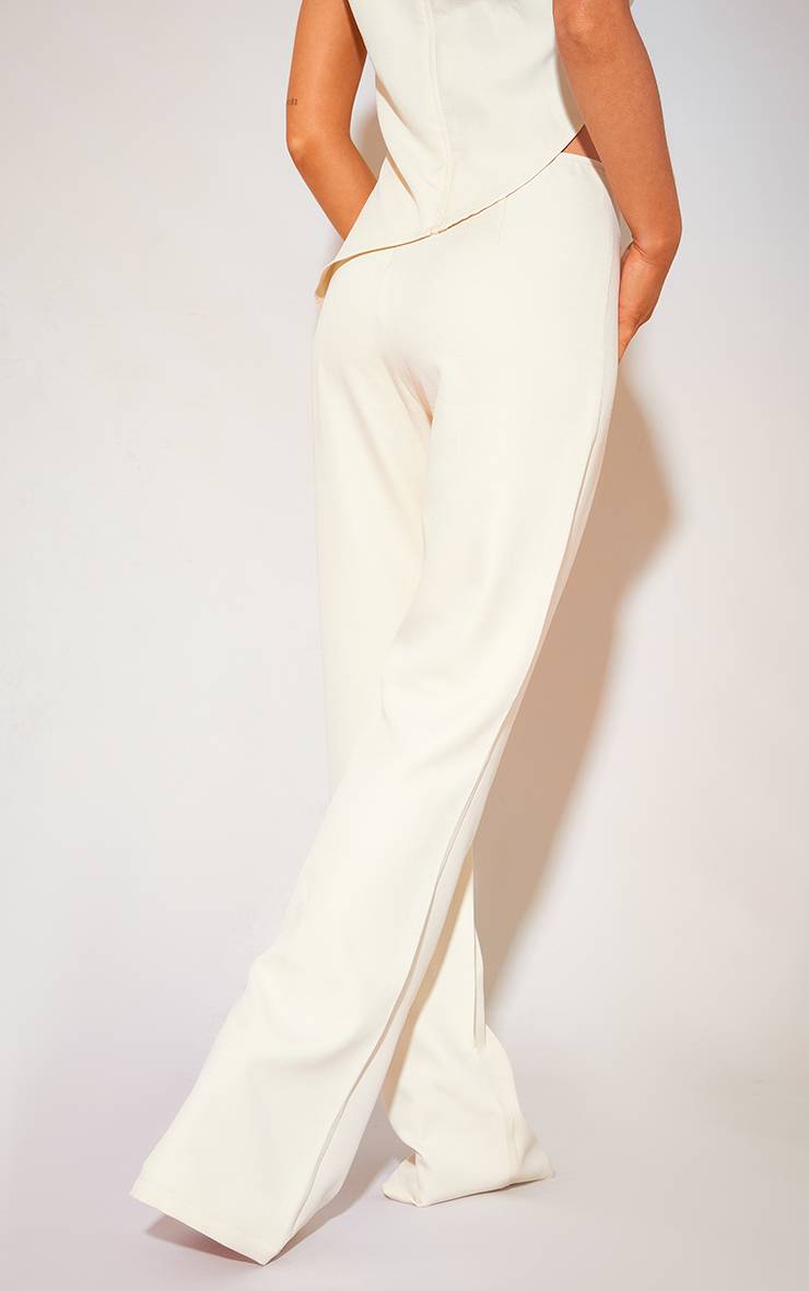 Crème Pantalon Évasé Skinny Taille Basse Ajusté
